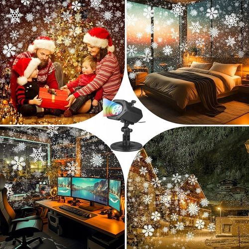 PROJEKTOR ŚWIĄTECZNY LASEROWY EFEKTY RUCHOMY NA DOM PŁATKI ŚNIEGU LED MOC na Arena.pl