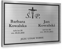 TABLICZKA NAGROBNA NAGROBKOWA ALUMINIOWA DIBOND UV srebrna złota 40x30