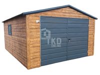 Garaż Blaszany 4x5 Brama - okno PCV - Jasny orzech - TKD88