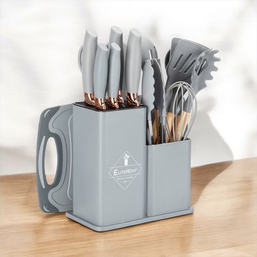 zestaw 19 elem. noży i przyborów kuchennych w stojaku e-6070 na Arena.pl