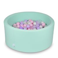 Suchy basen 90x40cm miętowy z piłeczkami 300szt (jasnoróżowe, perłowe, przezroczyste, wrzosowe)