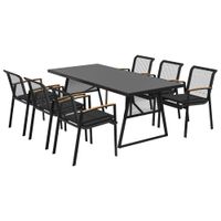 ZESTAW MEBLI OGRODOWYCH COLON DLA 6 OSÓB – STÓŁ + 6 KRZESEŁ Z POLIRATTANU