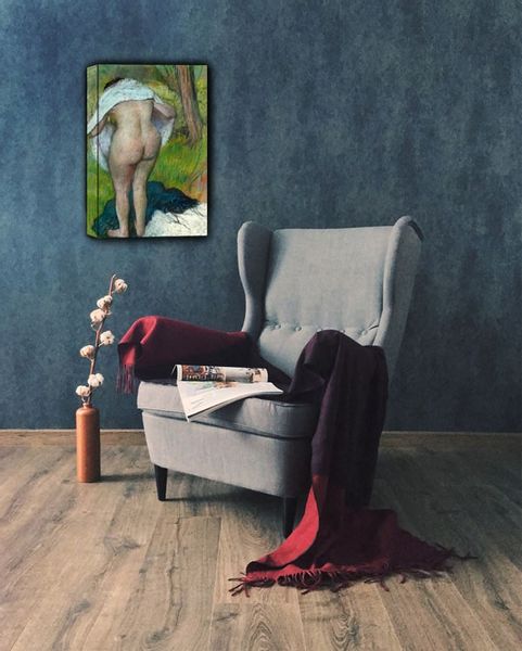Girl Drying Herself, Edgar Degas - obraz na płótnie 60x80 cm zdjęcie 2