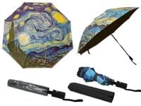 Parasol automatyczny, składany - V. van Gogh, Gwiaździsta noc (dekoracja na wierzchu) (CARMANI)