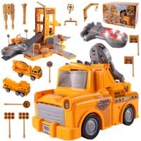 Garaż Dźwig Transformujący w Auto Zestaw Tor Wyścigowy Koparka Robot