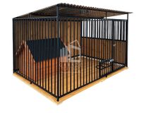 Kojec dla psów 2,5x2m Uchwyt miski ściany zabudowane drewnem podłoga ID594