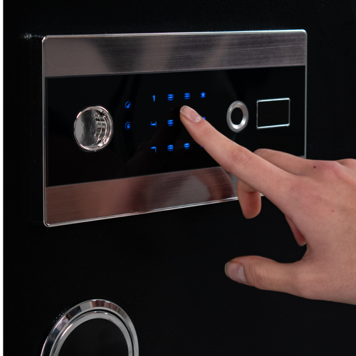 Pancerny Domowy Sejf z Zamkiem Elektronicznym i Kluczem 80x48x43 cm Czarny na Arena.pl