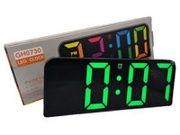 ELEKTRONICZNY ZEGAREK ŚCIENNY BUDZIK Z PILOTEM 12 x RGB