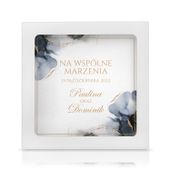 Skarbonka drewniana z nadrukiem na ślub prezent dla młodej pary