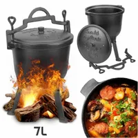 Kociołek myśliwski żeliwny 7L GARNEK węgierski na ognisko grill pieczonki