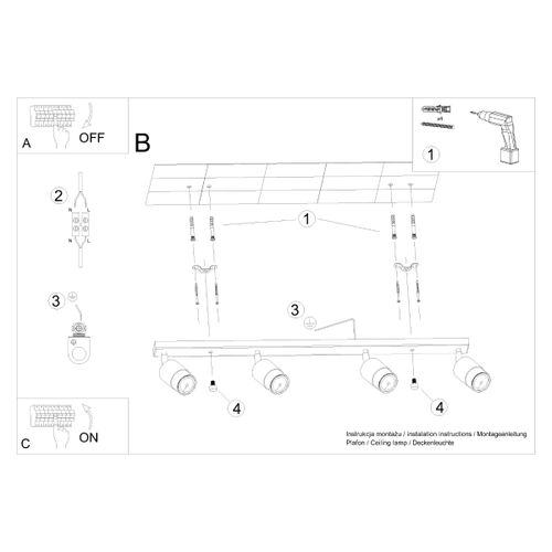 Plafon NERO 4 czarny/złoty na Arena.pl
