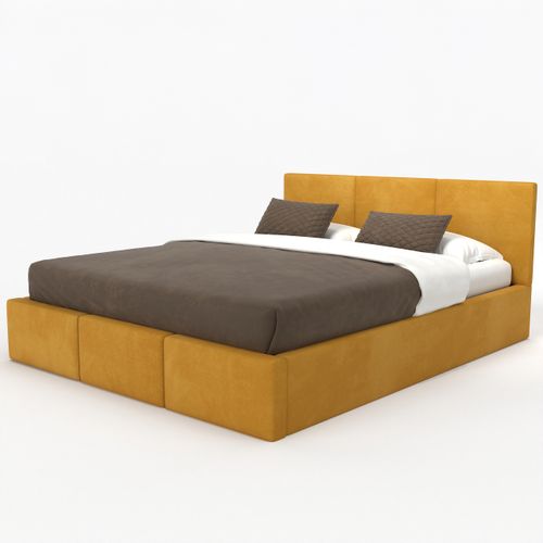 ŁÓŻKO TAPICEROWANE DO SYPIALNI 180x200 ŁÓŻKO PODWÓJNE Z POJEMNIKIEM ŻÓŁTE na Arena.pl