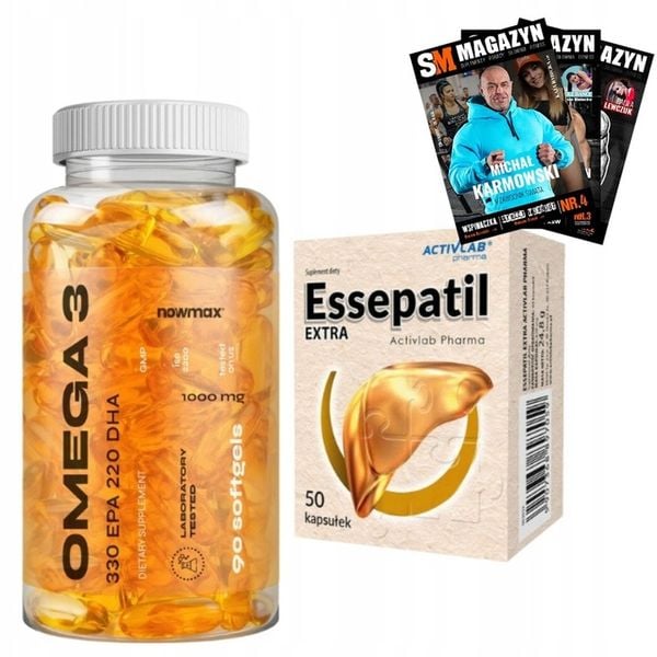 nowmax OMEGA 3 1000mg 330 EPA 220 90kaps + ACTIVLAB ESSEPATIL EXTRA 50 kaps zdjęcie 1