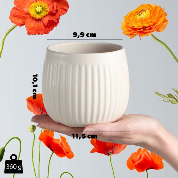 KADAX Doniczka Ceramiczna Osłonka 12cm Biała zdjęcie 3