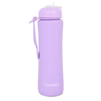 Bidon silikonowy Pump 600 ml pudrowy fioletowy