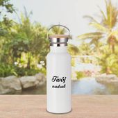 Biały metalowy termos z rączką 500 ml z Twoim nadrukiem