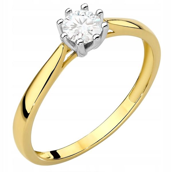 PIĘKNY ZŁOTY PIERŚCIONEK pr. 333 z Cyrkonią Zaręczynowy r.13 8k zdjęcie 1