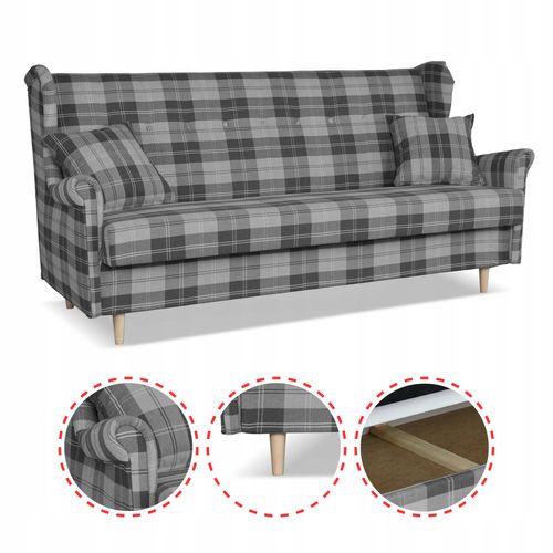 Sofa Uszak FELDA rozkładana fspania Family meble krata szara na Arena.pl