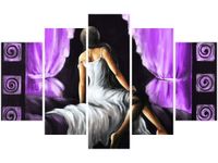 70 100CM OBRAZ 5 ELEM PIĘKNA DZIEWCZYNA FIOLECIE DRUK PŁÓTNO