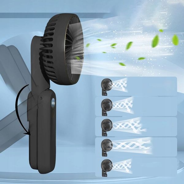 PRZENOŚNY WENTYLATOR RĘCZNY MINI WENTYLATOR USB 5 TRYBÓW 2000mAh zdjęcie 9