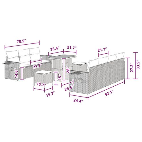 Zestaw Sof na Ogród 10 pcs Czarny polirattan na Arena.pl