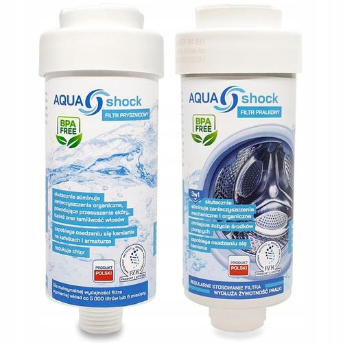 FILTR WODY PRYSZNICOWY BIAŁY + DO PRALKI PRALKOWY NA ROK 3w1 AQUA shock na Arena.pl