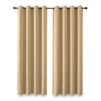 Zasłony Zaciemniające Termiczne Komplet 2 Sztuki 228x117 cm Beżowe