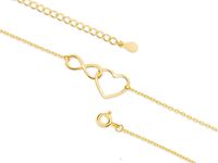 Delikatna pozłacana srebrna bransoletka na nogę serce nieskończoność infinity heart srebro 925 Z1793XG