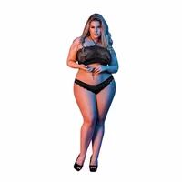 magic silk exposed zestaw bielizny plus size koronka czarny