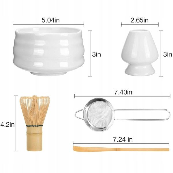 Zestaw Do Herbaty Matcha 5 Elementów Bambusowo-Ceramiczny zdjęcie 5
