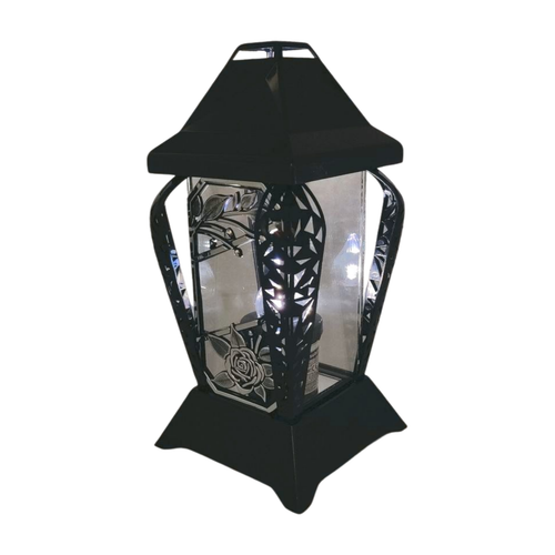 Znicz kapliczka INVERSO mały kwiaty czarny/srebro 30cm na Arena.pl