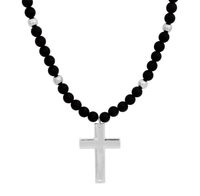 naszyjnik onyks i krzyż unisex (c21/kor/12ag)