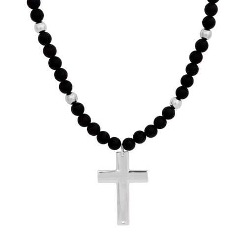 naszyjnik onyks i krzyż unisex (c21/kor/12ag) na Arena.pl