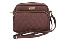 Torebka skórzana na ramię pikowana - Brązowa