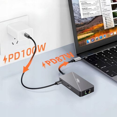Adapter HUB 6w1 POLION USB-C przejściówka USB 3.2 PD 100W HDMI 4K LAN 1Gb na Arena.pl