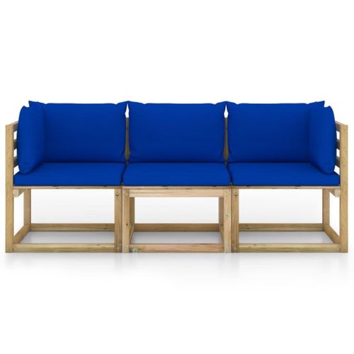 Sofa 3-os. z niebieskimi poduszkami VidaXL na Arena.pl