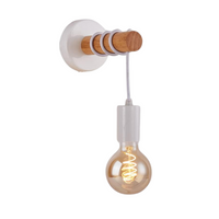 Kinkiet lampa ścienna lampa na ścianę drewniana biała LED E27