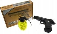 Metalowy Pistolet na Kulki Plastikowe + Granat