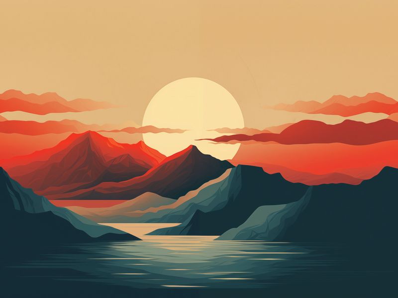 Plakat 80x60cm Zachód Słońca nad Górami zdjęcie 1
