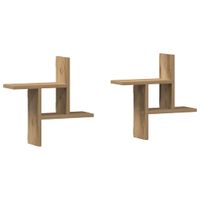 Półki ścienne, 2 szt., dąb artisian, 38x12x38 cm