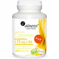 Aliness Cytrynian magnezu + B6 125mg Magnez 100k VEGE Skurcze Kości Stres