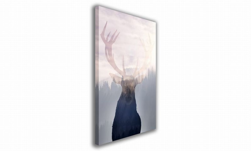 OBRAZ NA PŁÓTNIE 047 Jeleń na tle lasu 60x90cm zdjęcie 1