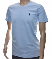 T-shirt męski gładki ze znaczkiem w szpic serek XL