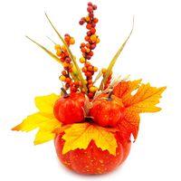 STROIK JESIENNY DYNIA Z KWIATAMI JESIENNA DEKORACJA STROIK NA STÓŁ 22 cm