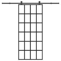 Drzwi przesuwne z osprzętem, 90x205 cm, szkło ESG i aluminium