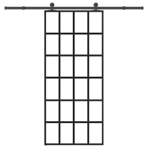 Drzwi przesuwne z osprzętem, 90x205 cm, szkło ESG i aluminium na Arena.pl