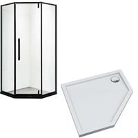 kopia Kabina prysznicowa pięciokątna 90 czarna LOFT z wysokim 5 cm białym