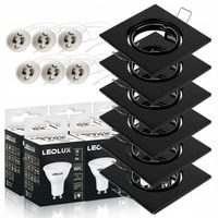 6x oprawa halogenowa sufitowa RUCHOMA kwadrat + LED GU10 5,5W