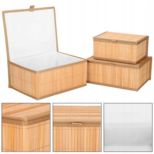 3x ORGANIZER BAMBUSOWY NA BIURKO KOSMETYKI 3 POJEMNIKI PUDEŁKA DO na Arena.pl