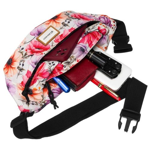 saszetka biodrowa damska w kwiaty na suwak - rovicky na Arena.pl